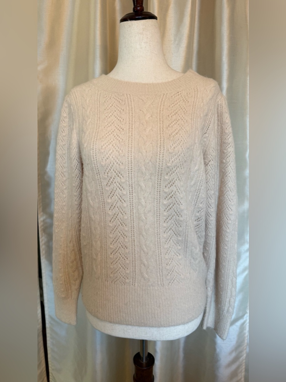 J.Crew Cream Cable-Knit Crewneck Sweater